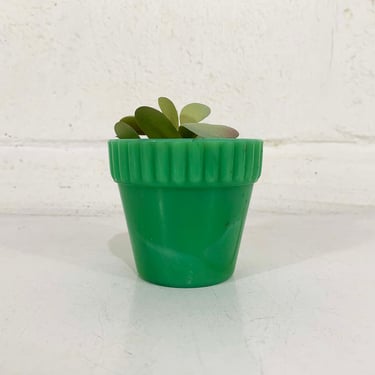 Vintage Small Planter Akro Jadeite Glass Mini Flower Pot Made in USA Agate 1950s 