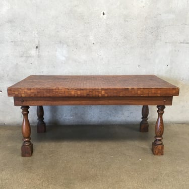 Antique Butcher Block Style Coffee Table