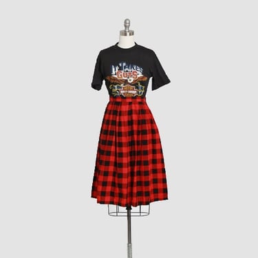 Vintage 80s red buffalo plaid cotton skirt 