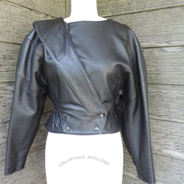 North Beach Leather jacket Michael Hoban black avant garde cropped jacket small 