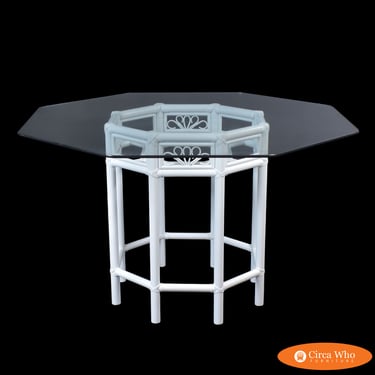 White Octagon Rattan Dining Table