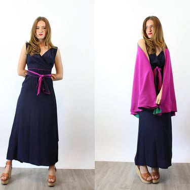 1970s CHLOE Karl Lagerfeld silk WRAP dress and shawl xs | new spring 