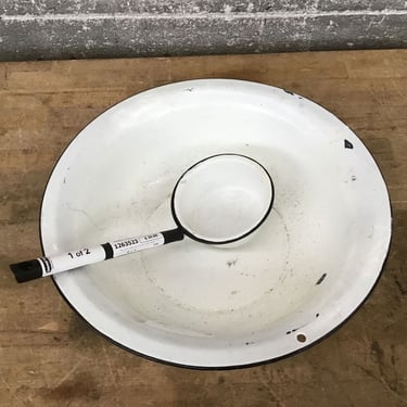 Midcentury Vintage Enamelware Wash Basin and Ladle (Seattle)