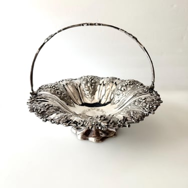 Vintage Silver Plate Swing Handle Basket 