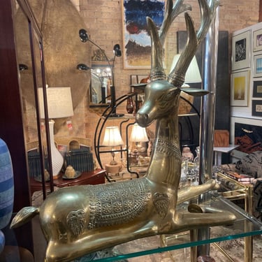 Large Brass Reclining Deer