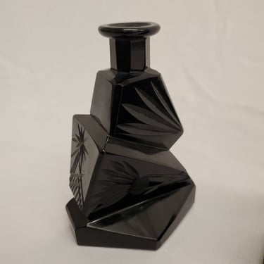 Czechoslovakian Black Art Glass Perfume Bottle (2 Available)