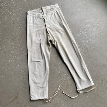 Vintage French Navy Pants / Vintage Military Breeches / Vintage White Cotton Military Undergarment / French Naval Pants / Swiss Naval Pants 