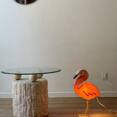 large retro pink flamingo bird table lamp | night light baby nursery 