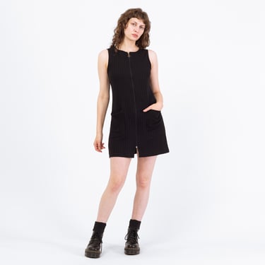 Vintage 90s Black Ribbed Zip Front Tank Dress | Flying Apple Vintage - Los  Angeles, CA | ATTIC