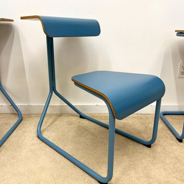 Knoll toboggan stool chair desk blue Antenna Design mid century 