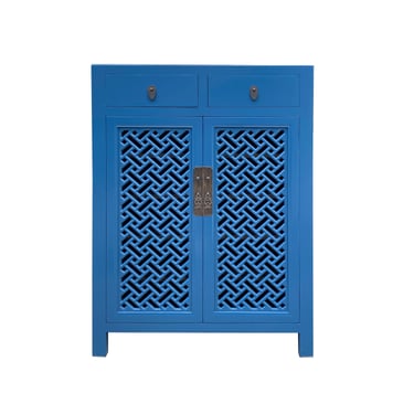 Asian Bright Blue Shutter Doors Hardware Side Table Shoes Cabinet cs7486E 