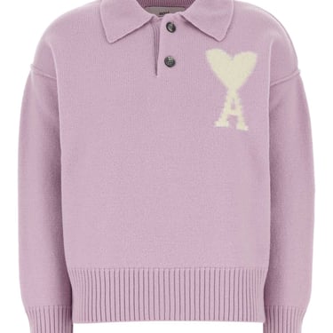 Ami Women Lilac Wool Polo Shirt