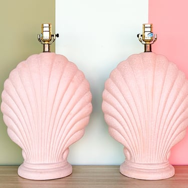 Pair of Pink Chic Shell Lamps