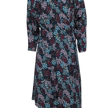 Joie - Green w/ Multicolor Dainty Floral Print Wrap Dress Sz S