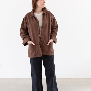 Vintage Chocolate Brown Chore Jacket | Unisex Utility Coat | Made in Italy | L | IT365 