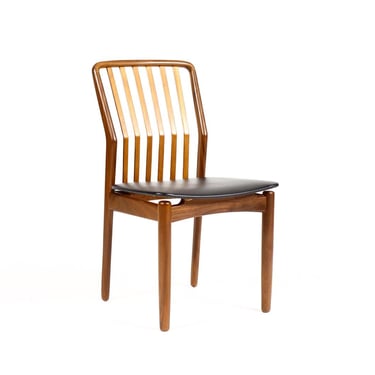Danish Modern / Mid Century Mahogany Dining Chair — Svend Madsen for Moreddi — Black vinyl 