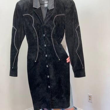 80s North Beach Leather western style suede dress 