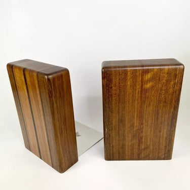 Signed Roberto Mid Century Wooden Bookends Heavy Vintage Handcrafted Mcm