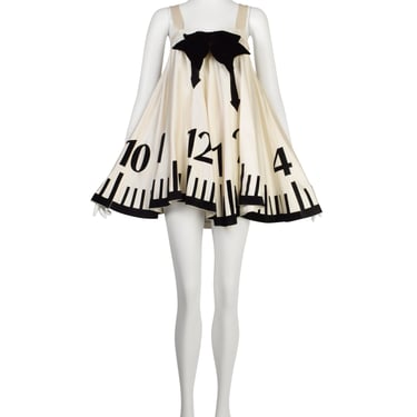 Moschino Cheap and Chic Vintage 1995 Alice in Wonderland Trompe L'oeil Clock Mini Dress