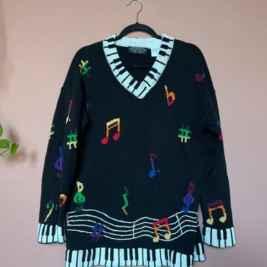 VTG 90s Piano Novelty Sweater 
