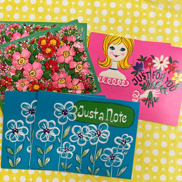 vintage flower power blank cards 1960s mod little note cards 