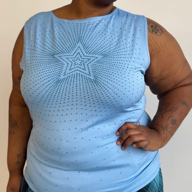 Vintage - Baby Blue Star Tank (2X/3X)