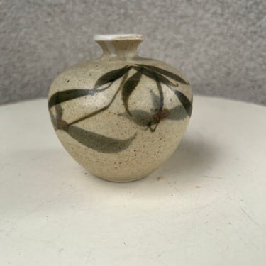 Vintage small weed pot studio art pottery signed 3.5” 