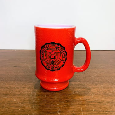 Vintage The Ohio State University Red Milk Glass Coffee Mug 
