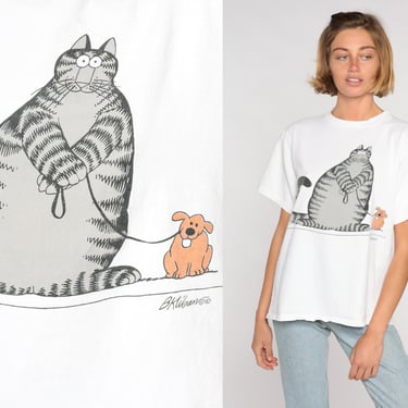 Kliban Cat Shirt Dog Tshirt 90s Cartoon Funny Joke Shirt 1990s Graphic Shirt Vintage Tee Retro T Shirt Medium Large 