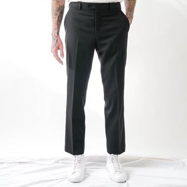 JOHN VARVATOS USA Black Wool Stretch Straight Fit Slacks | Made in Canada | Size 34x31 | 2000s Y2K  Varvatos Designer Tailored Mens Pants 