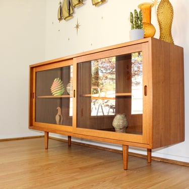 Danish Modern Teak Compact Display Cabinet/Credenza