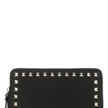 Valentino Garavani Women Black Leather Rockstud Wallet