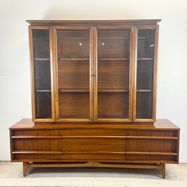 Mid-Century Curved Front Sideboard with Hutch Top by Young Manufacturing 