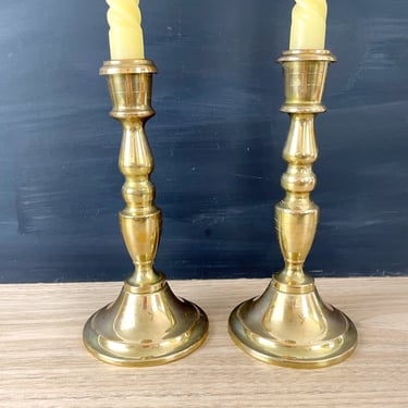 Heavy brass candlestick pair - 8