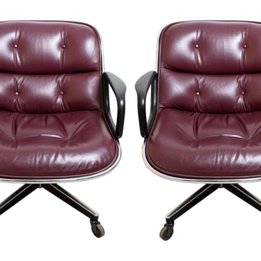 Pair of Knoll Pollock Executive Leather Armchairs 