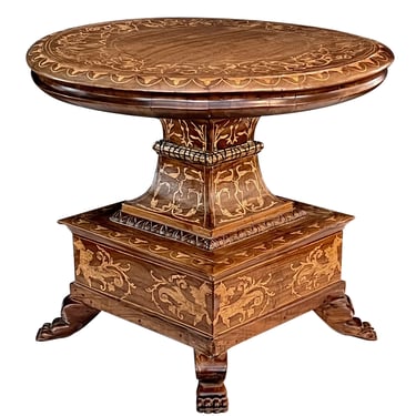 Italian Neoclassical Style Inlaid Walnut Circular Side/Drinks Table