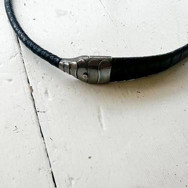 1950s Snakeskin And Sterling Silver Clasp Belt 