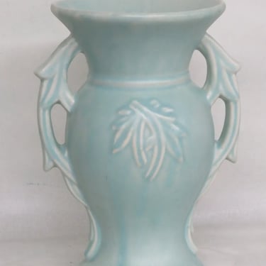 McCoy Pottery Matte Seafoam Green Double Handled Flower Vase 3277B
