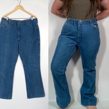 Vintage 70s Plus Size Wrangler Bootcut Jeans Made In USA Size 37x31 