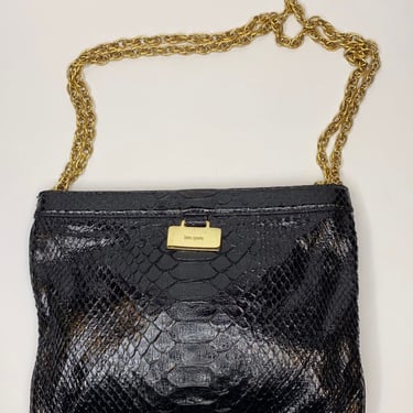 Kate Spade black authentic snake purse with gold chain made in Italy 