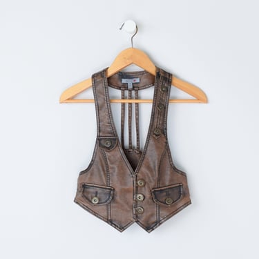 Vintage Y2k Vegan Leather Harness Top - 2000s clothing, bustier, western - Women's S 