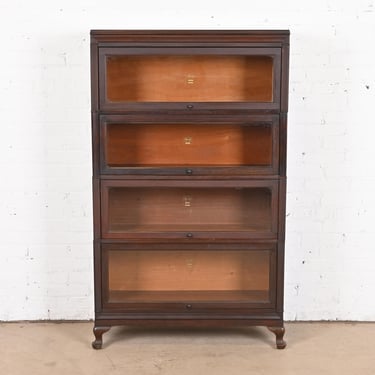 Antique Arts & Crafts Mahogany Four-Stack Barrister Bookcase by Macey, Circa 1920s