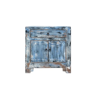 Distressed Ink Light Blue Mix Color Small End Table Nightstand Cabinet ws4375E 