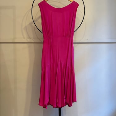 90s Backless Hot Pink Satin Dress