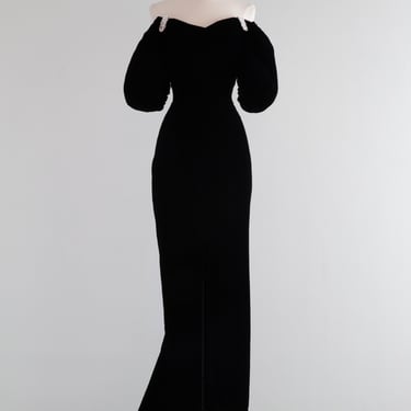 Divine Vintage 1980's Madame X Black Velvet Evening Gown / Small