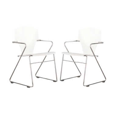 Pair of White and Chrome Egoa Chairs by Josep Mora for Stua (Priced Individually)