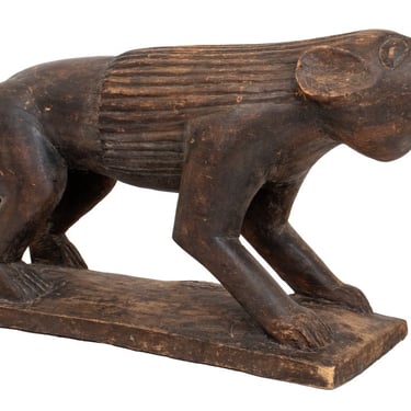 Carved Wood Sculpture of a Lion