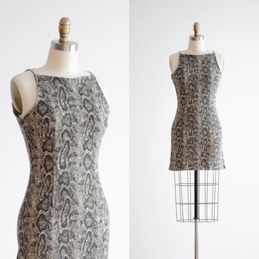 tight mini dress 90s y2k vintage snakeskin animal print bodycon dress 