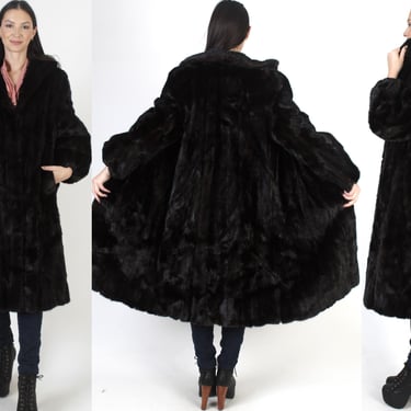 Full Length Darkest Brown Mink Coat, Mahogany Shawl Collar Maxi, Espresso Color Real Wedding Overcoat 