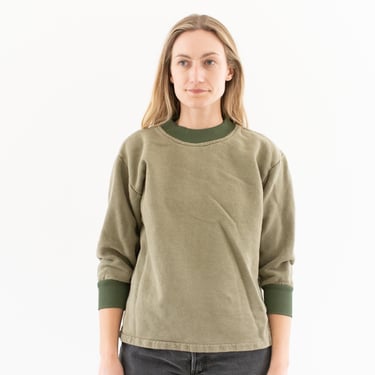 Vintage French Faded Olive Green Sweatshirt | Unisex Two Tone | 70s Made in France | FS171 | S M | 